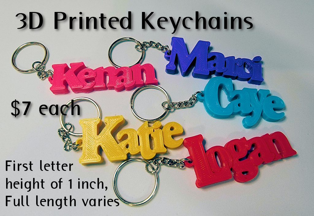  Bold Letter Personalized Keychain, 3D Printed Keyring